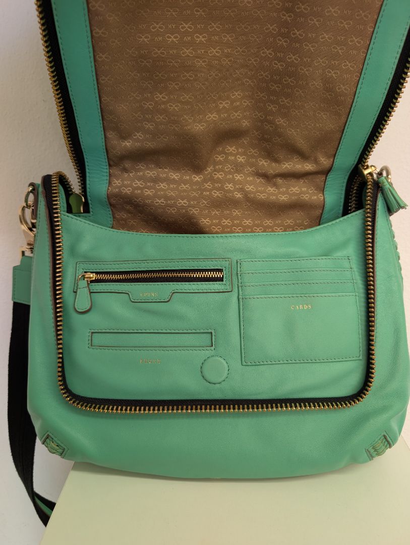 Anya Hindmarch Mint Green Leather Satchel Crossbody Bag