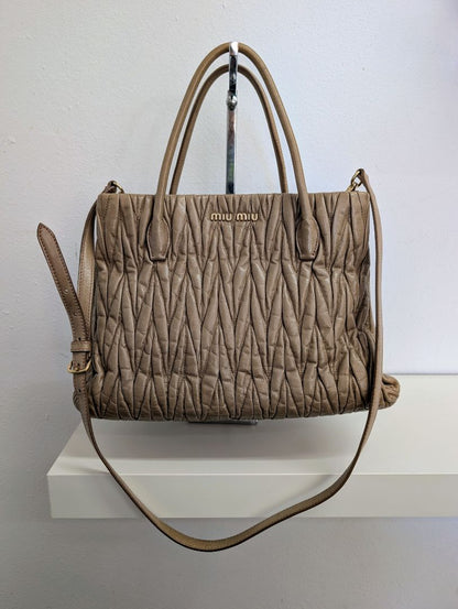 Miu Miu Taupe Matelassé Tote