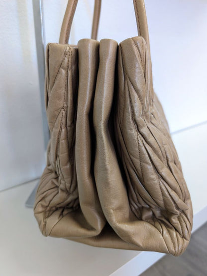 Miu Miu Taupe Matelassé Tote
