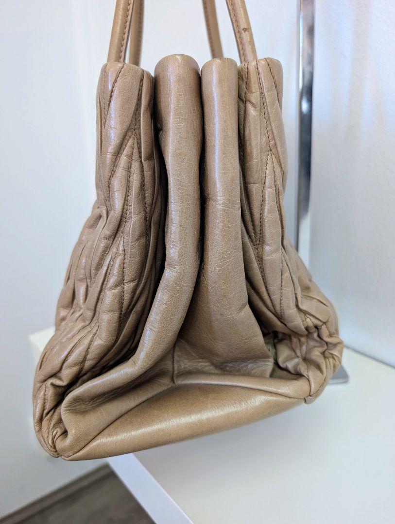 Miu Miu Taupe Matelassé Tote