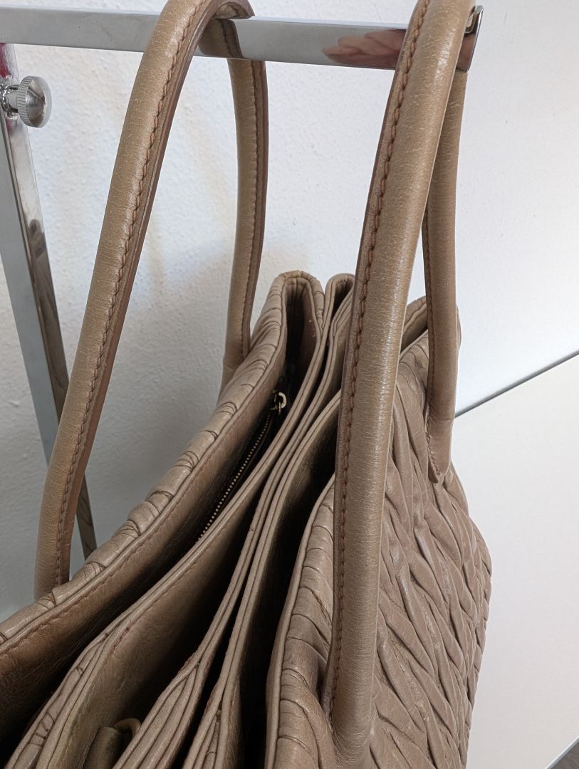 Miu Miu Taupe Matelassé Tote