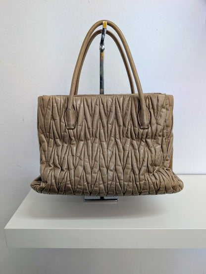 Miu Miu Taupe Matelassé Tote