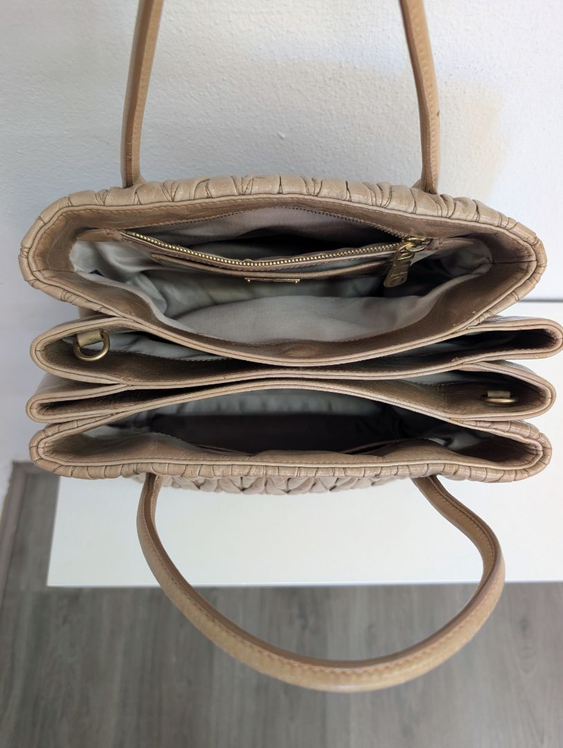 Miu Miu Taupe Matelassé Tote
