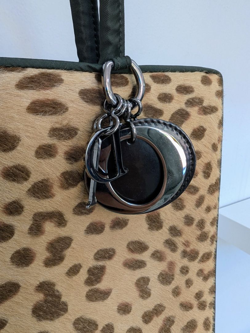 Christian Dior Calf Hair Leopard Print Tote Bag