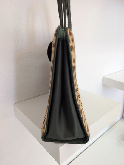 Christian Dior Calf Hair Leopard Print Tote Bag