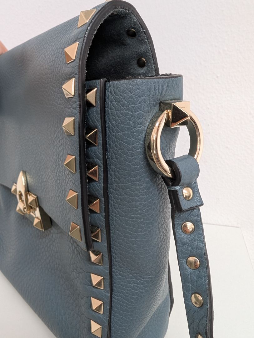 Valentino Garavani Rockstud Blue Satchel Bag