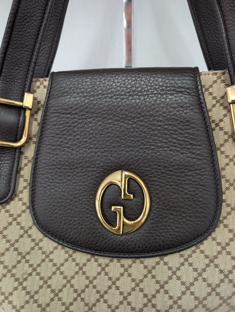 Gucci 1973 Diamante Canvas and Leather Medium Tote Bag