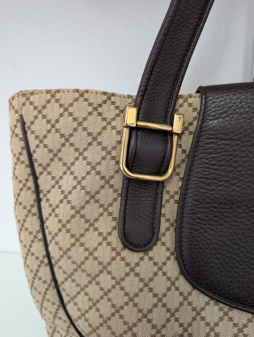 Gucci 1973 Diamante Canvas and Leather Medium Tote Bag