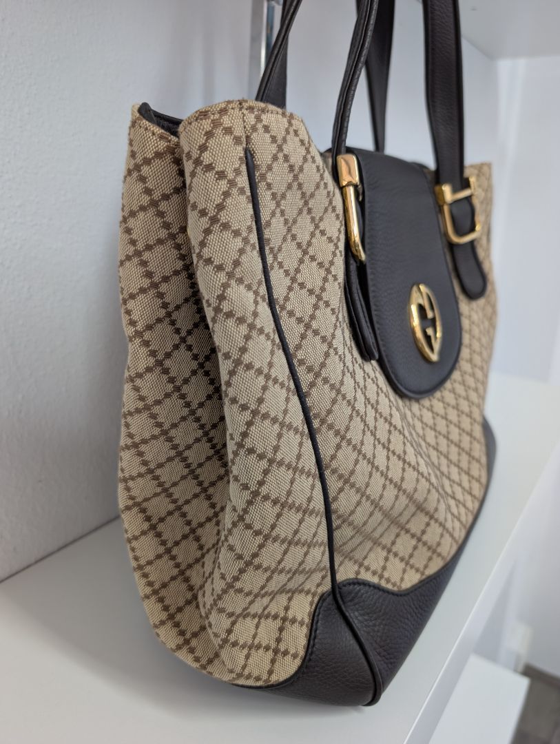 Gucci 1973 Diamante Canvas and Leather Medium Tote Bag