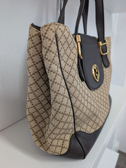 Gucci 1973 Diamante Canvas and Leather Medium Tote Bag