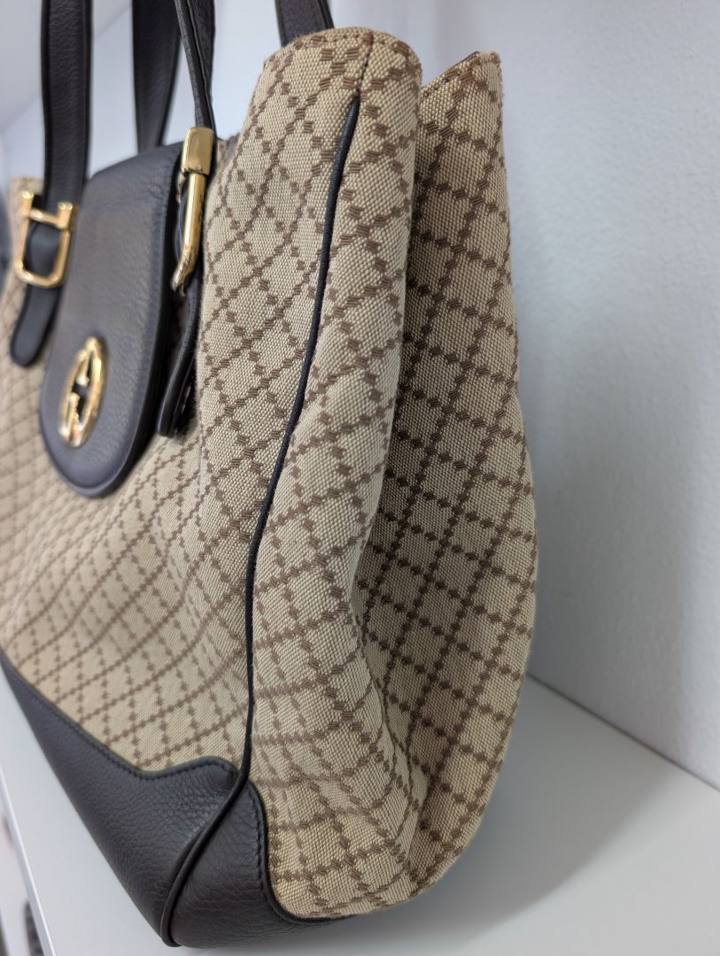 Gucci 1973 Diamante Canvas and Leather Medium Tote Bag