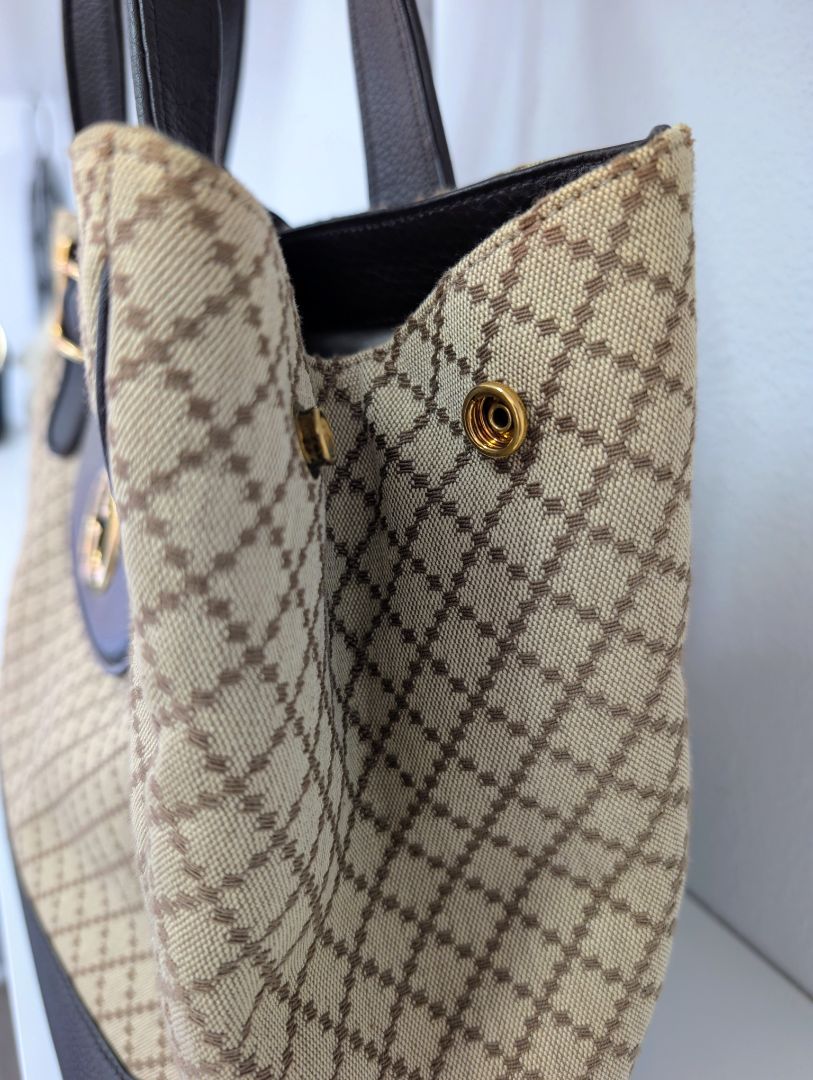 Gucci 1973 Diamante Canvas and Leather Medium Tote Bag