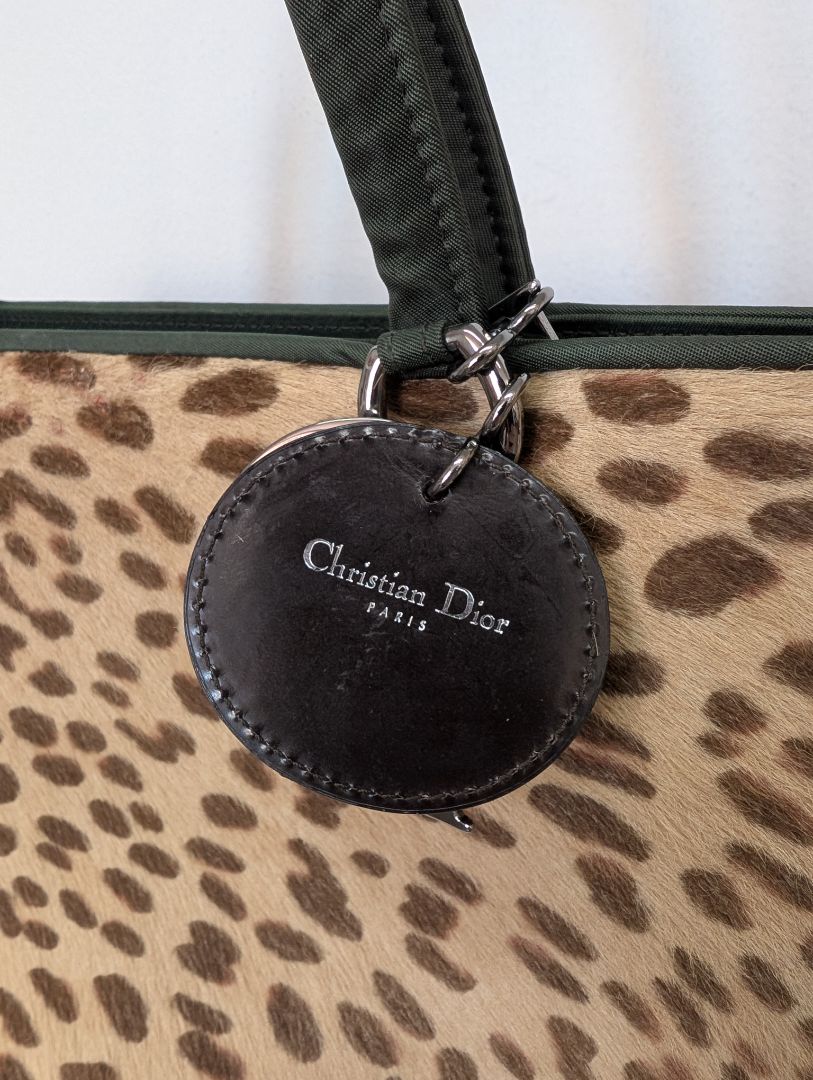 Christian Dior Calf Hair Leopard Print Tote Bag