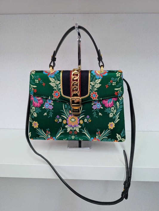 Gucci Sylvie Floral Jacquard Top Handle Bag