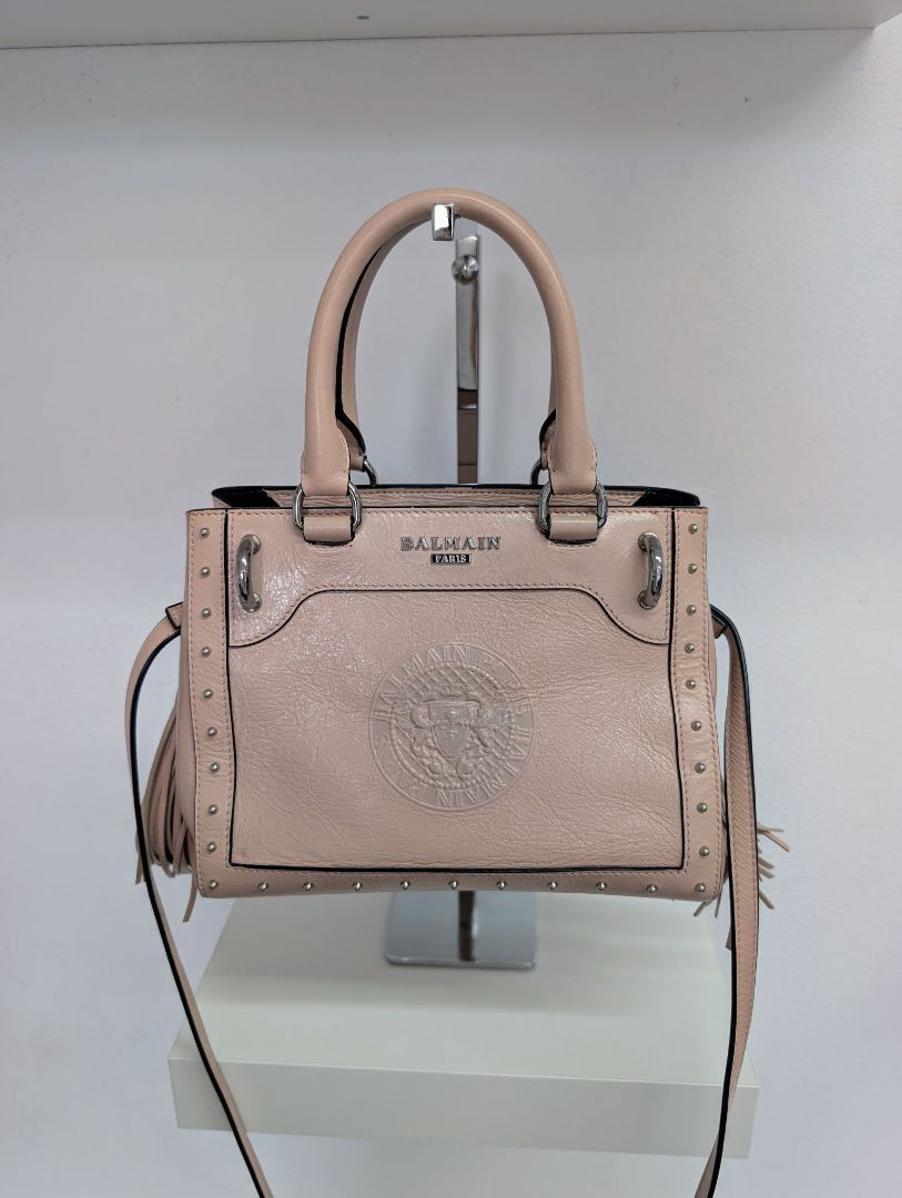 Balmain Panier Polished Leather Mini Bag