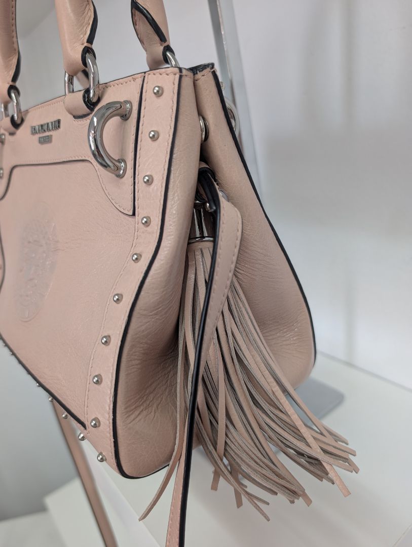 Balmain Panier Polished Leather Mini Bag