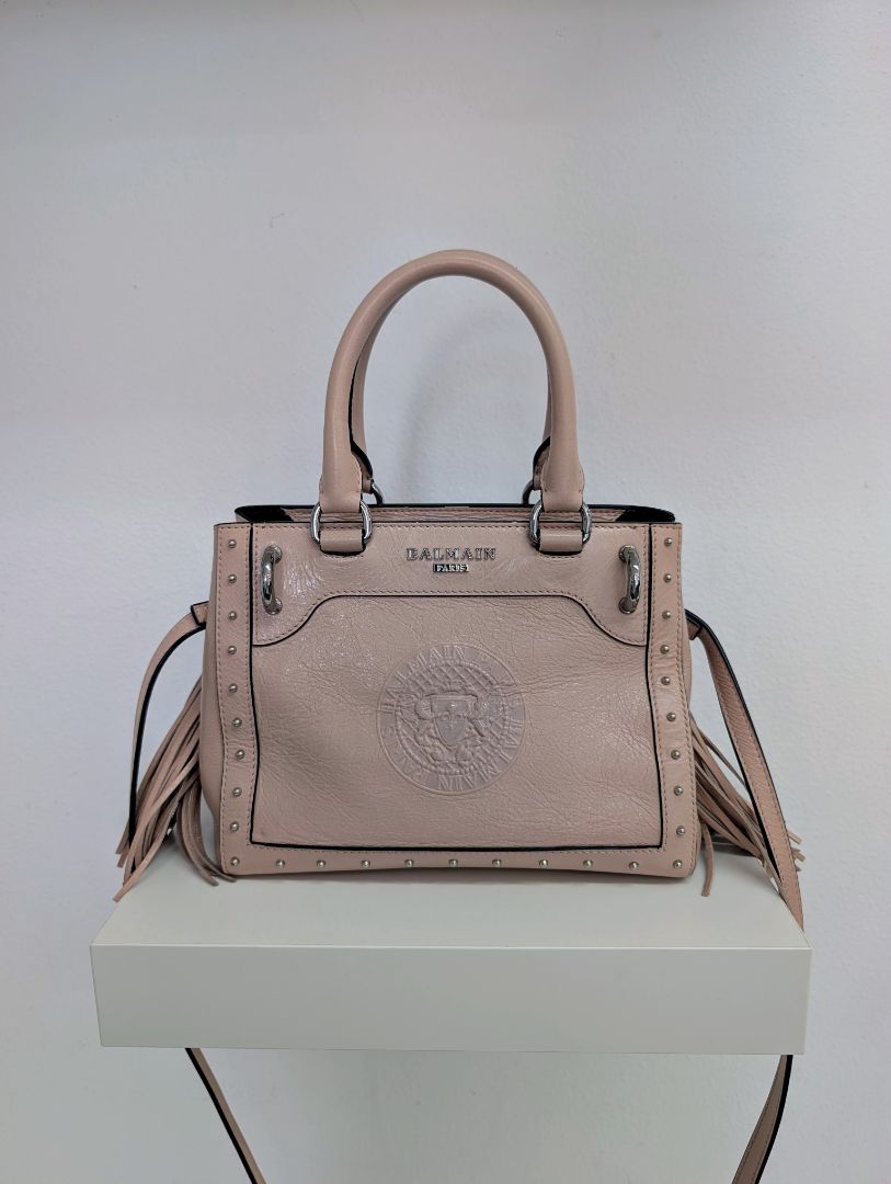 Balmain Panier Polished Leather Mini Bag