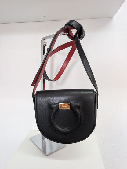 Salvatore Ferragamo Calfskin Gancio City Saddle Bag