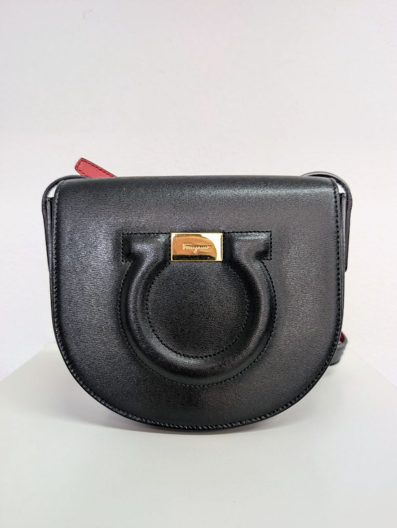 Salvatore Ferragamo Calfskin Gancio City Saddle Bag
