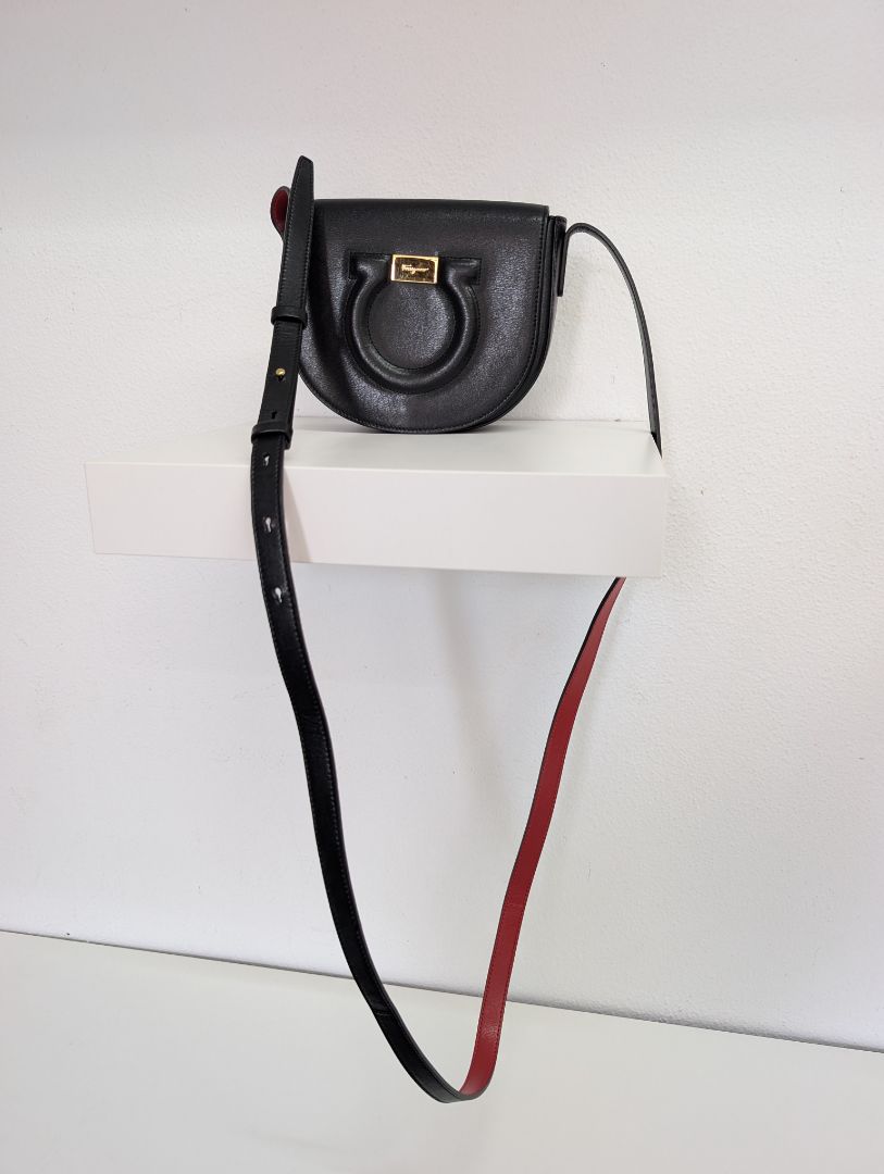Salvatore Ferragamo Calfskin Gancio City Saddle Bag