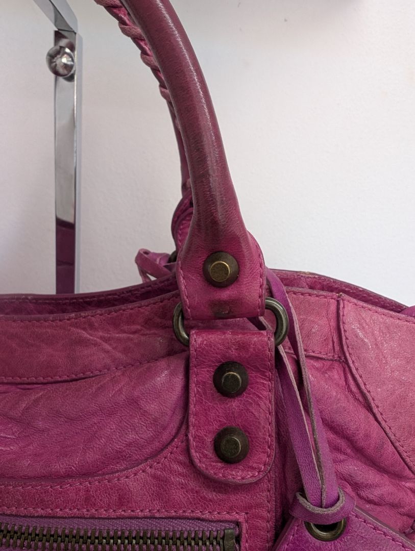 Balenciaga Magenta Medium City Leather Bag