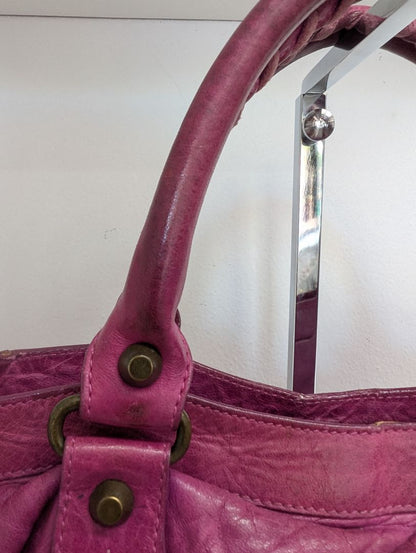 Balenciaga Magenta Medium City Leather Bag