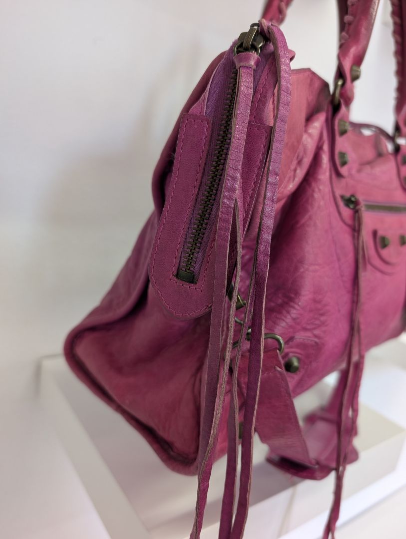 Balenciaga Magenta Medium City Leather Bag