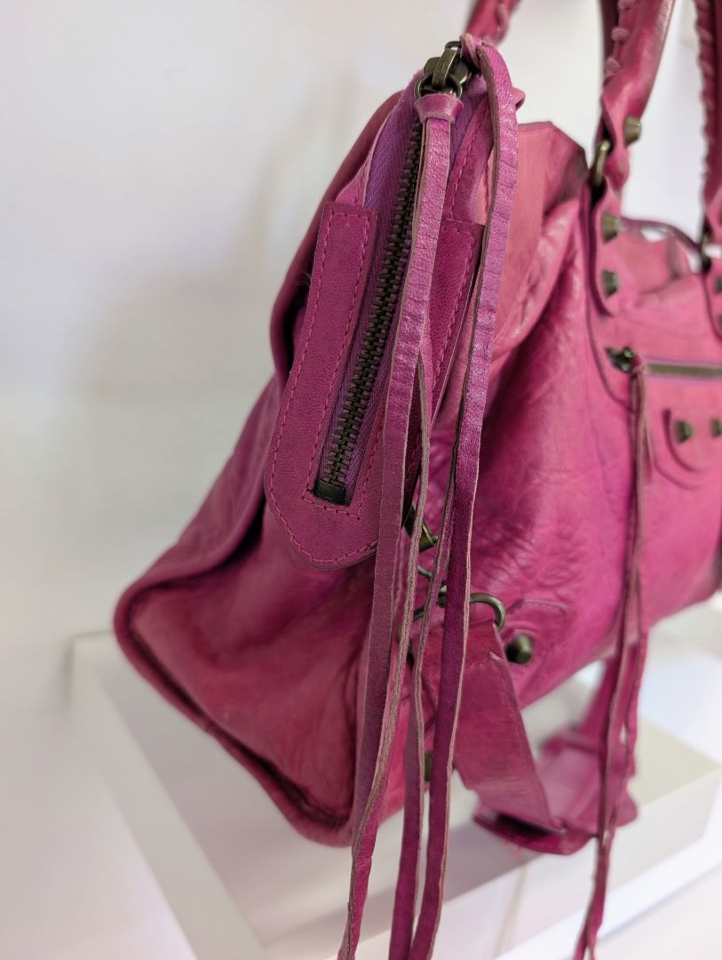 Balenciaga Magenta Medium City Leather Bag