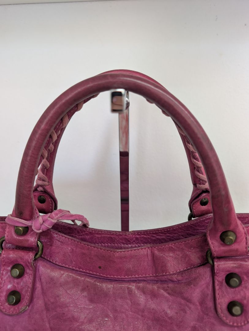 Balenciaga Magenta Medium City Leather Bag