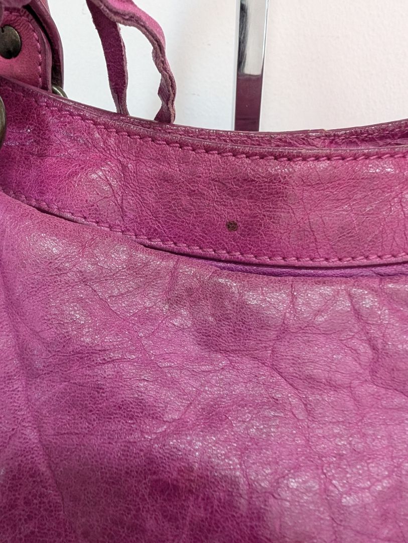 Balenciaga Magenta Medium City Leather Bag