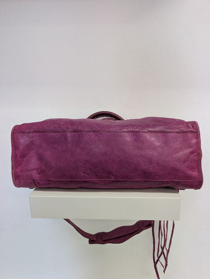 Balenciaga Magenta Medium City Leather Bag