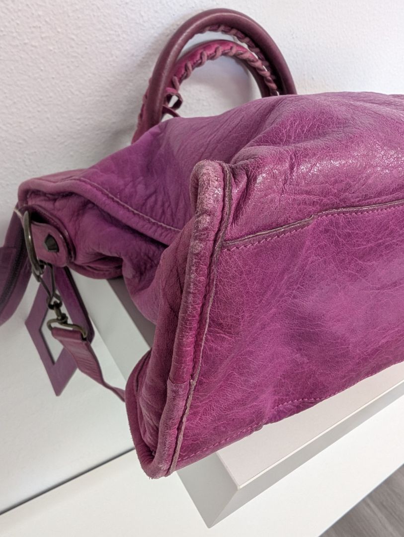 Balenciaga Magenta Medium City Leather Bag