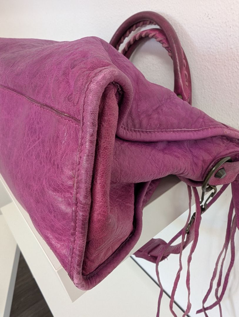Balenciaga Magenta Medium City Leather Bag