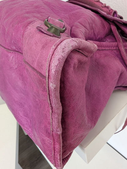 Balenciaga Magenta Medium City Leather Bag