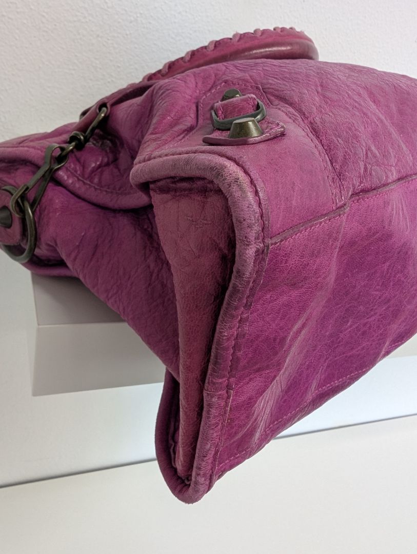 Balenciaga Magenta Medium City Leather Bag