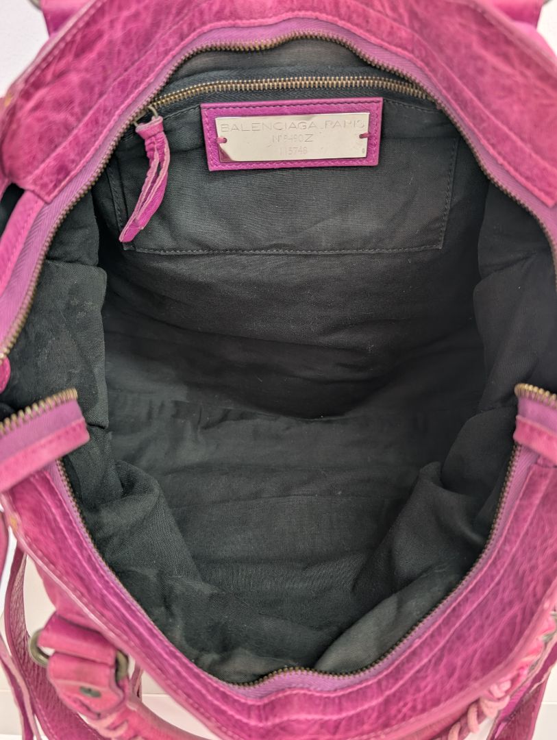 Balenciaga Magenta Medium City Leather Bag