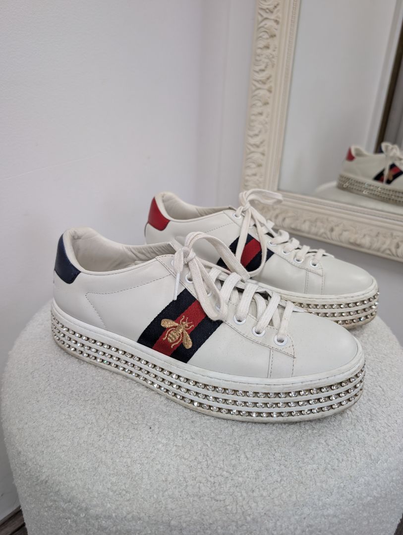 Gucci Ace Platform Crystal Sneakers. Size 37.5.