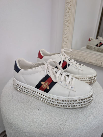 Gucci Ace Platform Crystal Sneakers. Size 37.5.