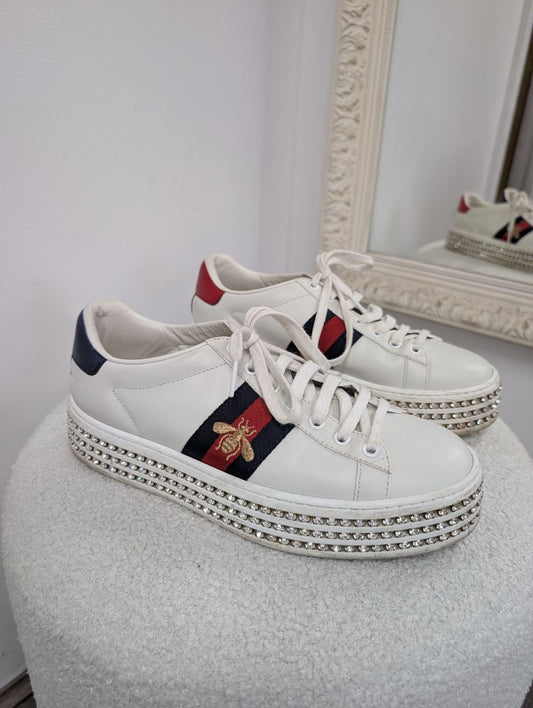 Gucci Ace Platform Crystal Sneakers. Size 37.5.