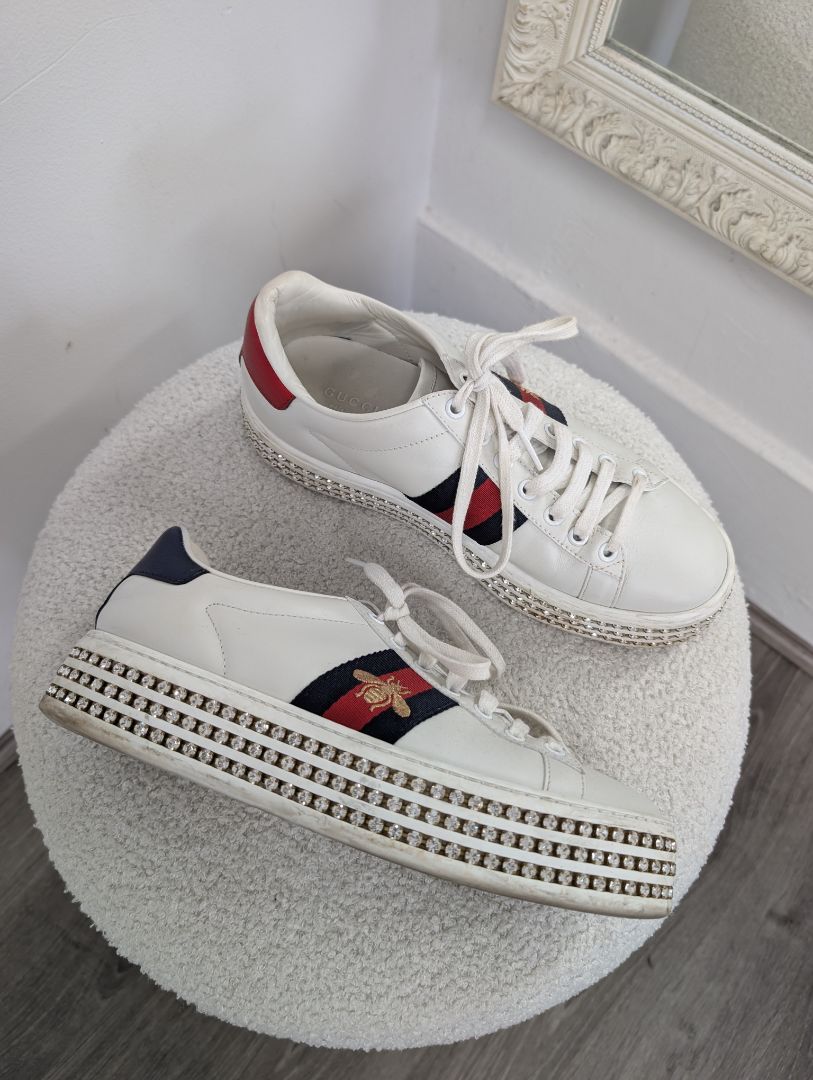 Gucci Ace Platform Crystal Sneakers. Size 37.5.