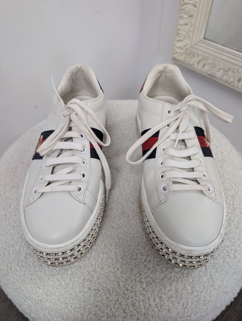 Gucci Ace Platform Crystal Sneakers. Size 37.5.