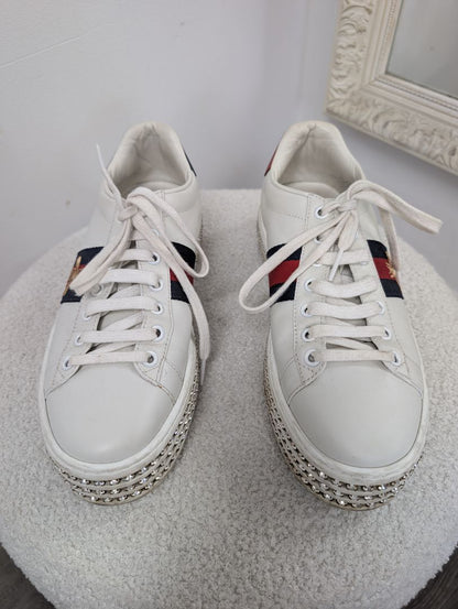 Gucci Ace Platform Crystal Sneakers. Size 37.5.