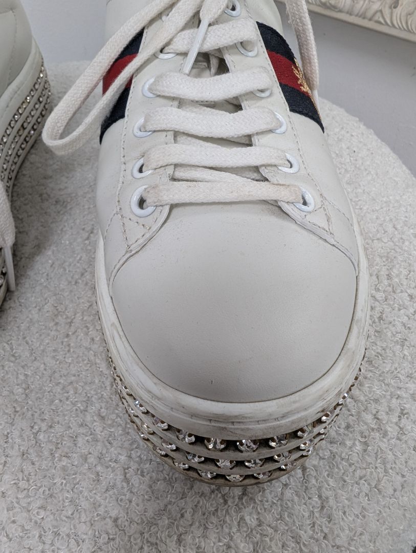 Gucci Ace Platform Crystal Sneakers. Size 37.5.