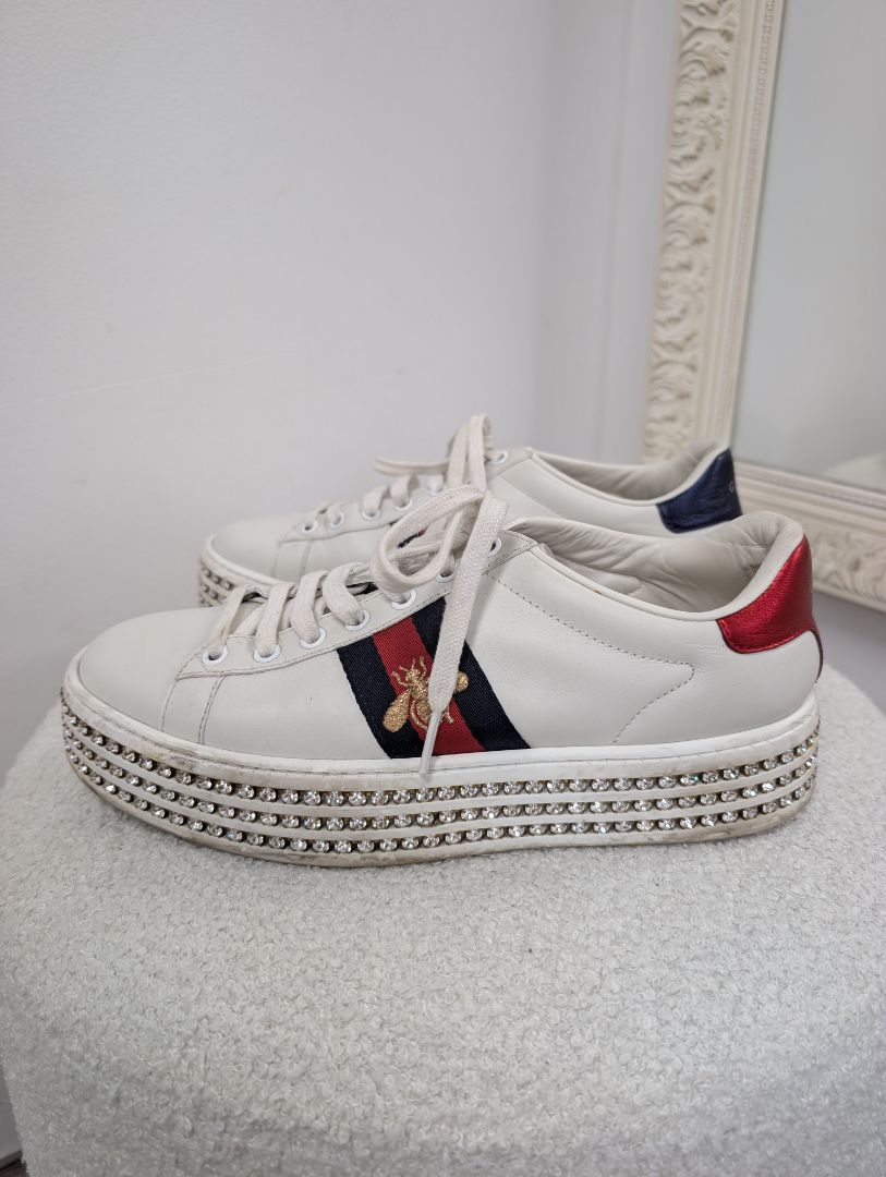 Gucci Ace Platform Crystal Sneakers. Size 37.5.