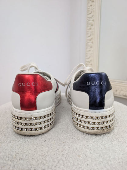 Gucci Ace Platform Crystal Sneakers. Size 37.5.