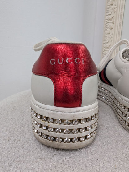 Gucci Ace Platform Crystal Sneakers. Size 37.5.