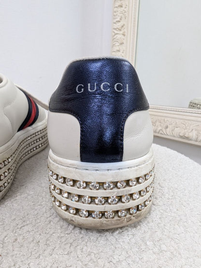 Gucci Ace Platform Crystal Sneakers. Size 37.5.