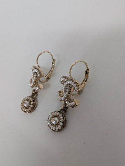 Chanel Faux Pearl Drop Earrings