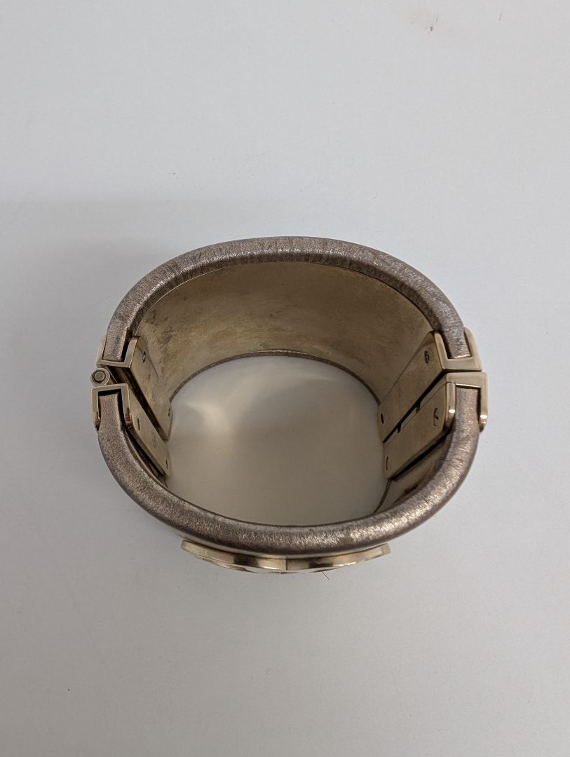 Chanel Gold Leather Hinge Bracelet