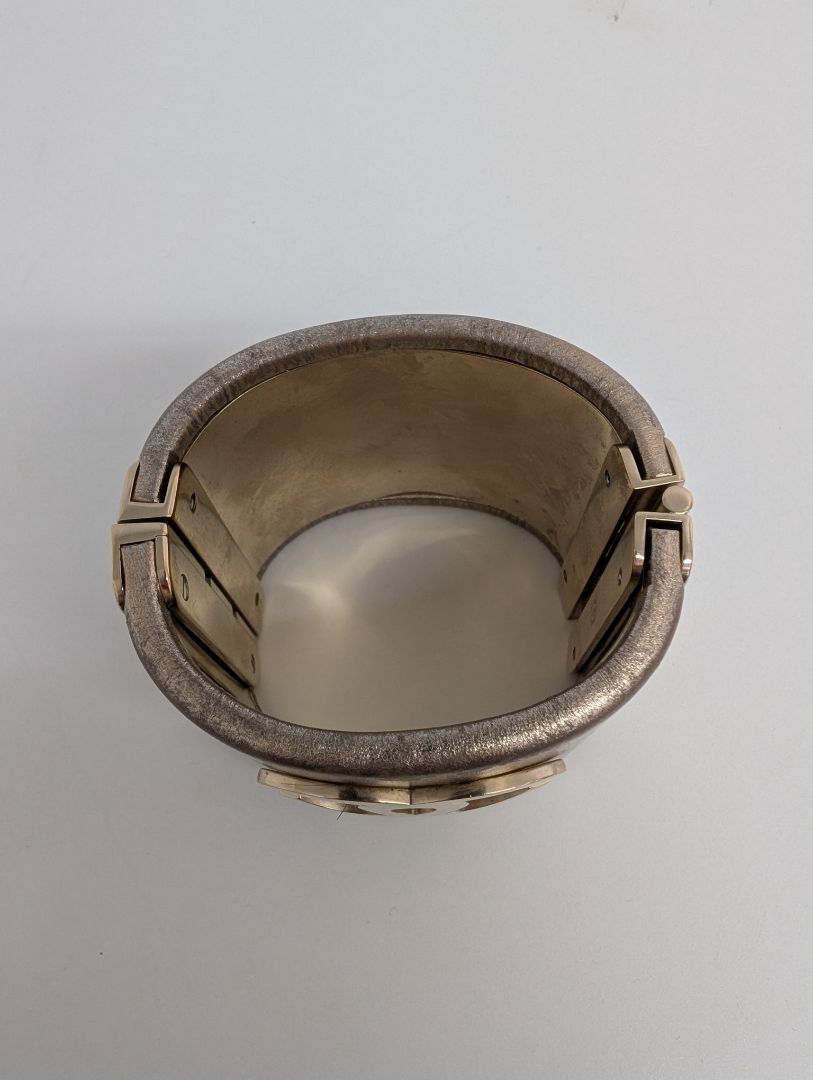 Chanel Gold Leather Hinge Bracelet